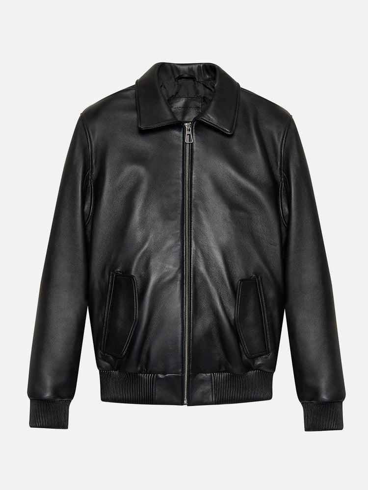 LOGO PRINTED LEATHER JACKET