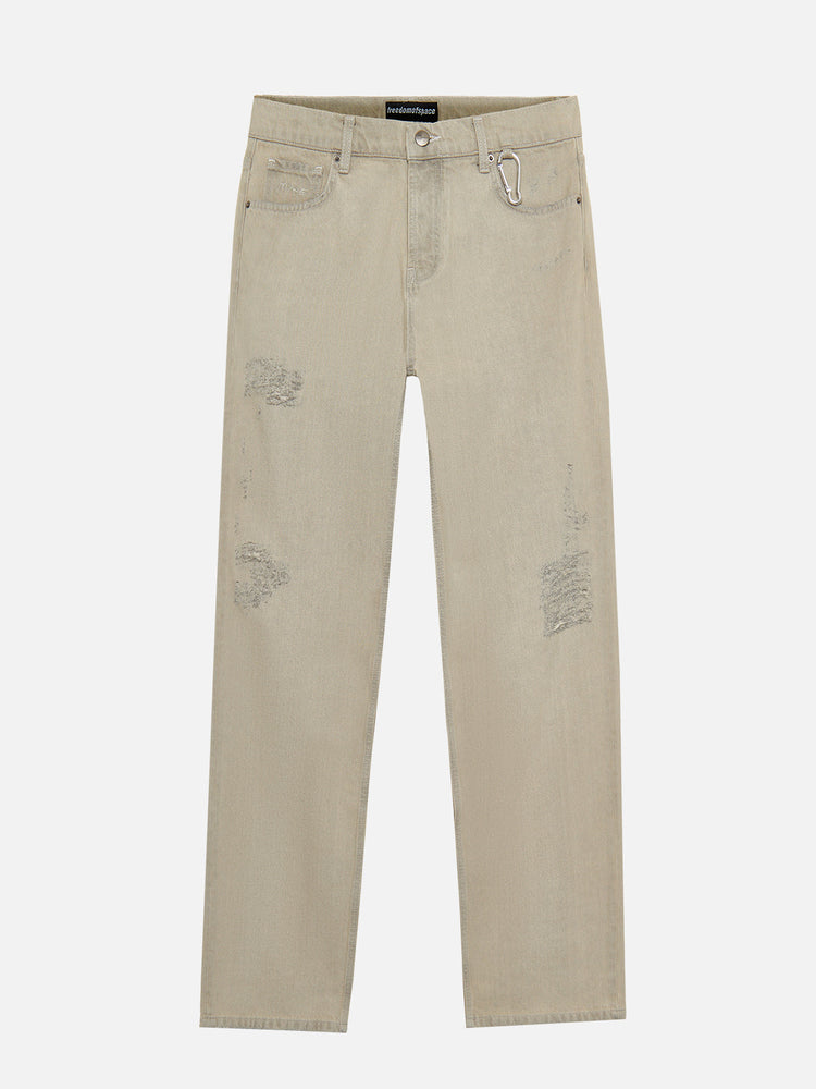 RIPPED BEIGE JEAN PANTS