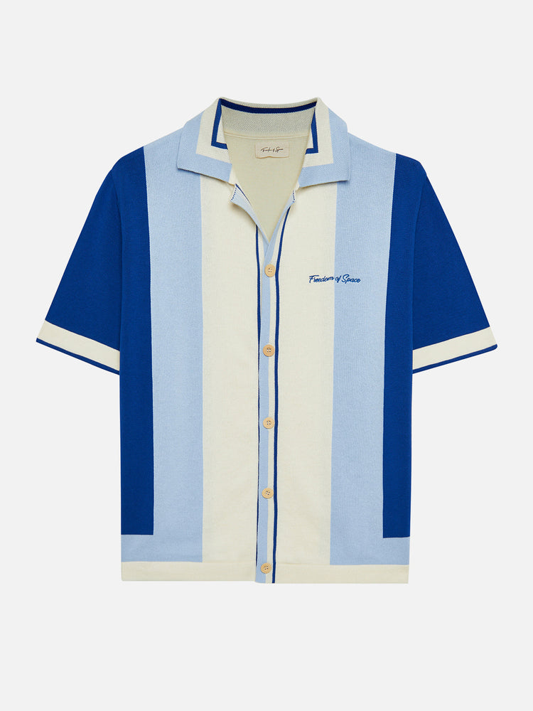 STRIPED KNITTED SHIRT BLUE