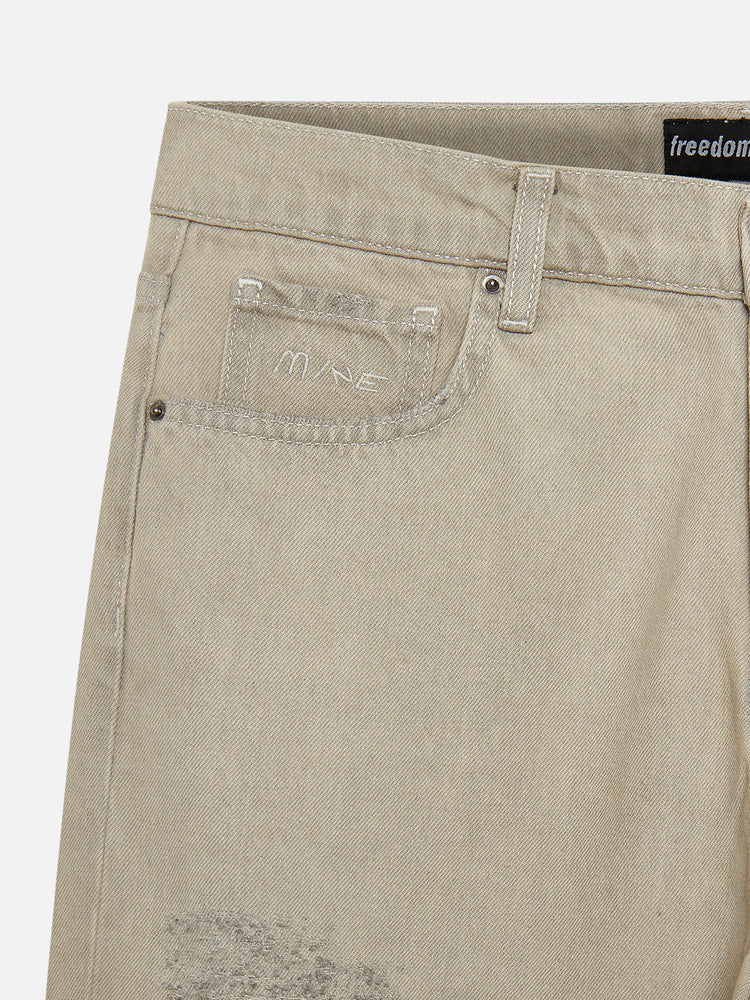RIPPED BEIGE JEAN PANTS
