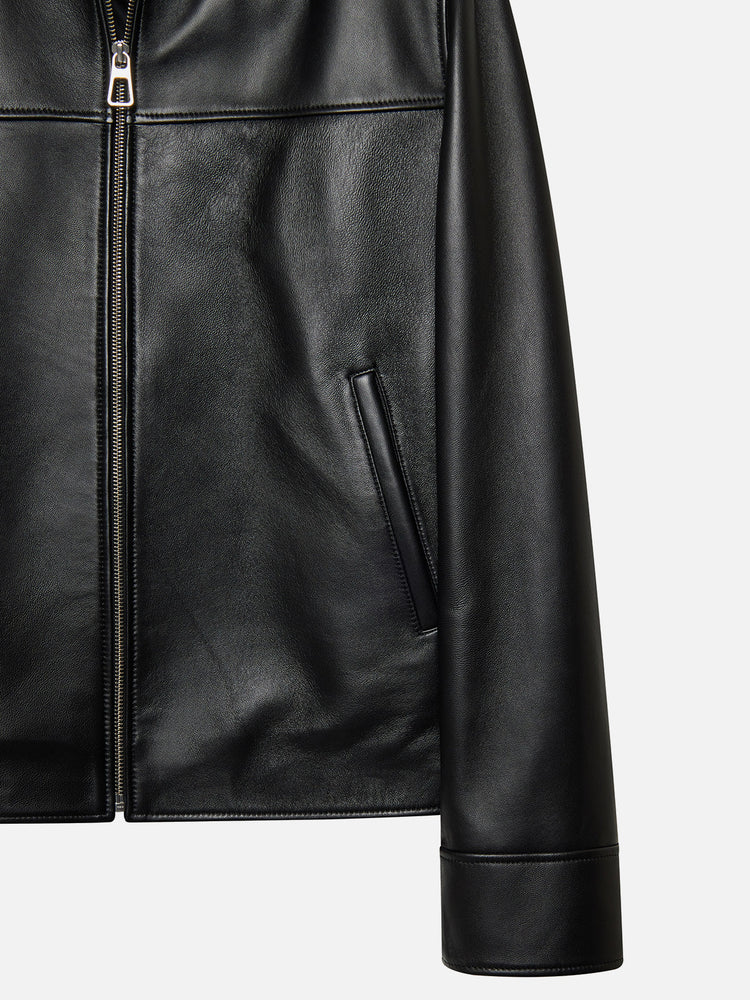 LOGO PRINTED LEATHER JACKET RED