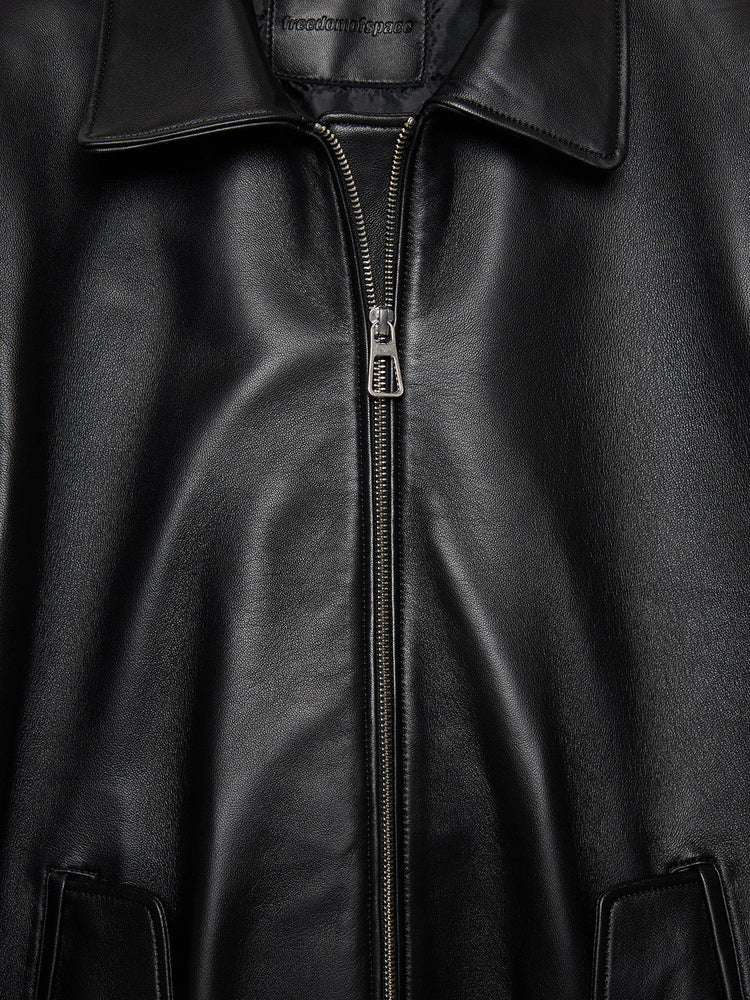 LOGO PRINTED LEATHER JACKET