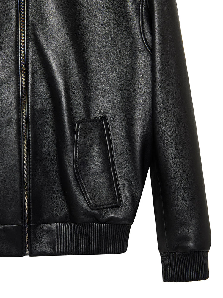 LOGO PRINTED LEATHER JACKET