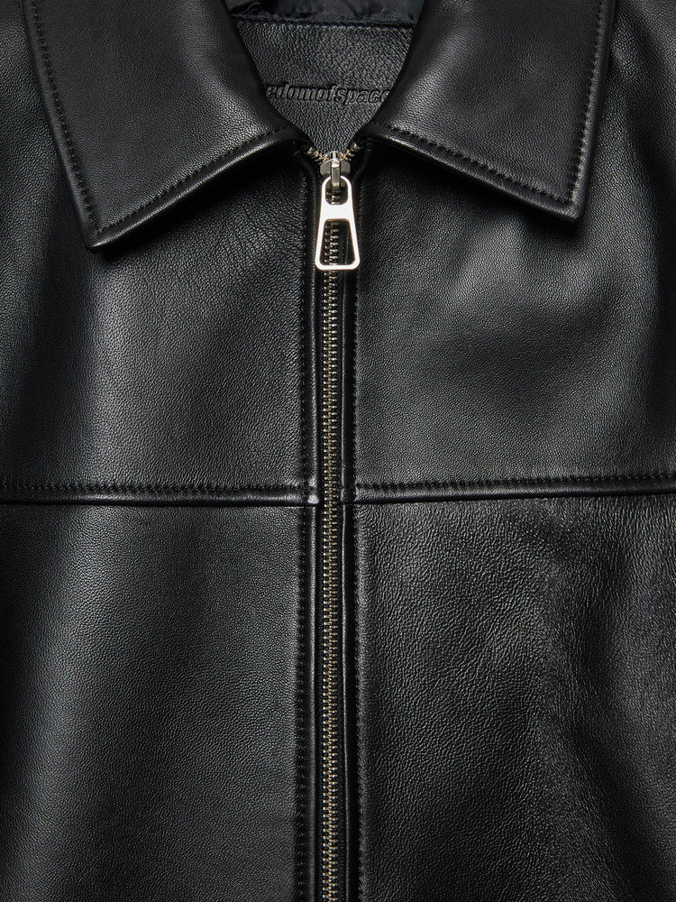 LOGO PRINTED LEATHER JACKET RED