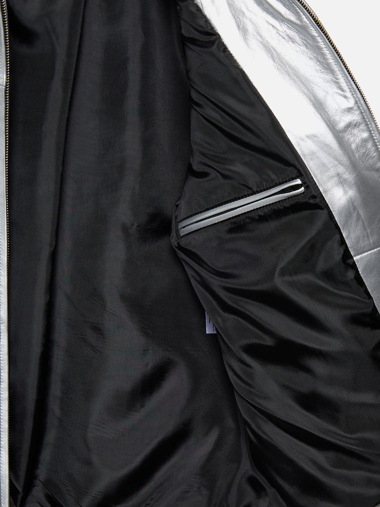 SILVER LEATHER JACKET