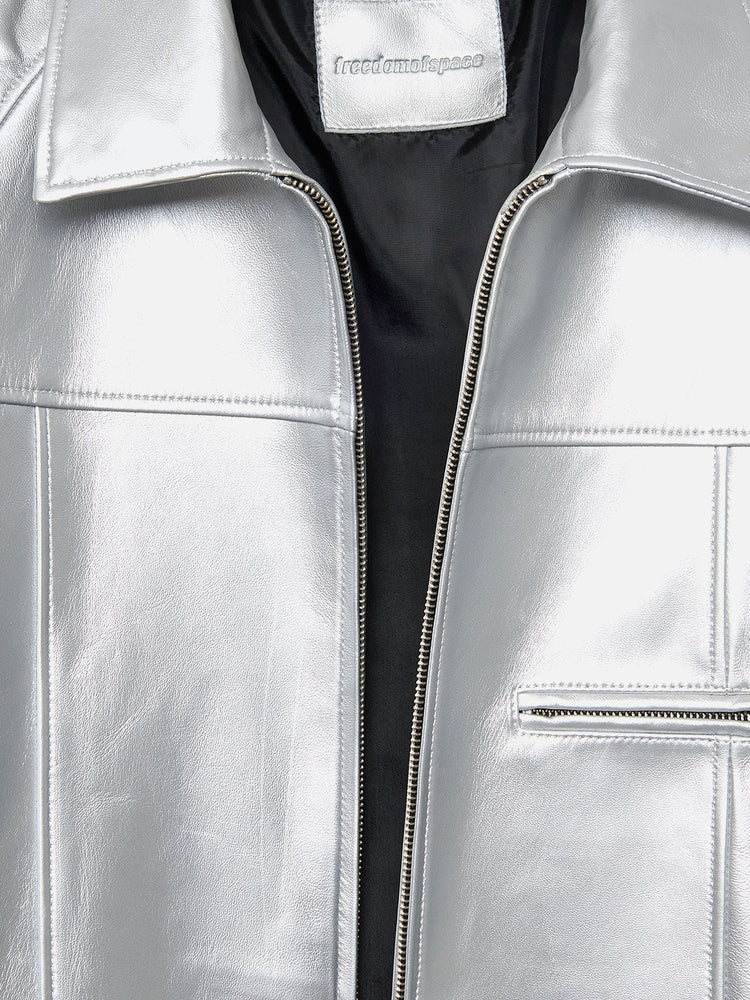 SILVER LEATHER JACKET
