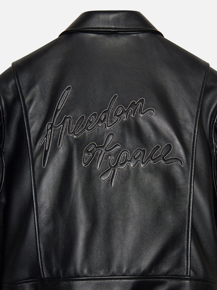 LOGO PRINTED LEATHER JACKET