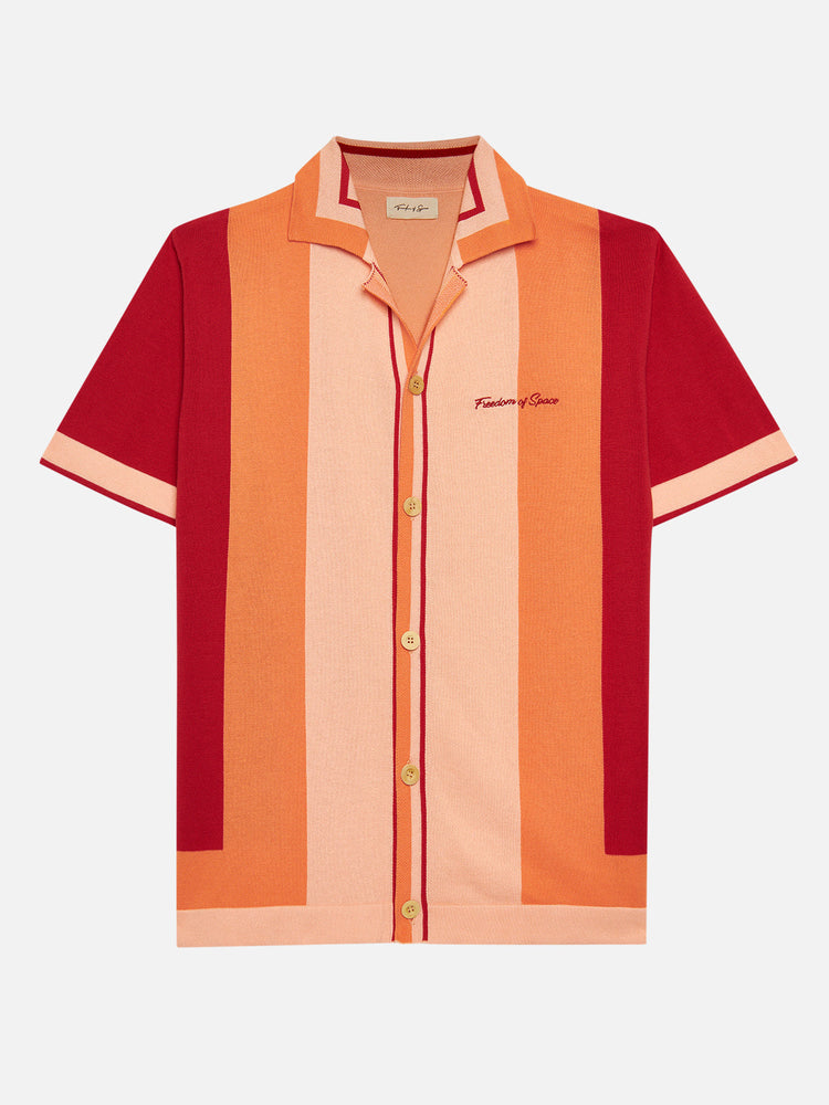 STRIPED KNITTED SHIRT RED