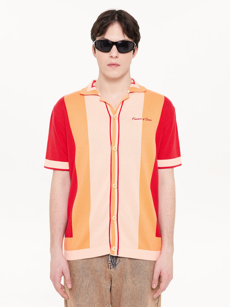 STRIPED KNITTED SHIRT RED