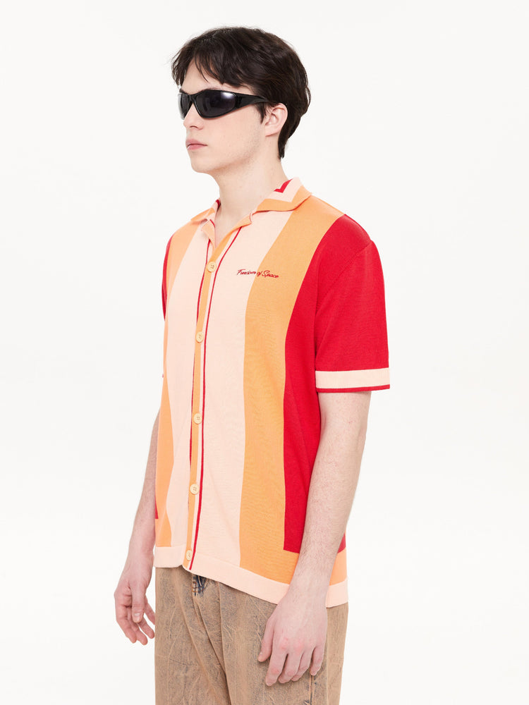 STRIPED KNITTED SHIRT RED