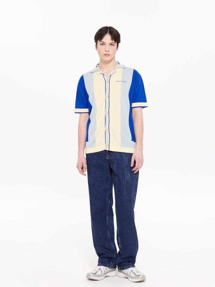 STRIPED KNITTED SHIRT BLUE