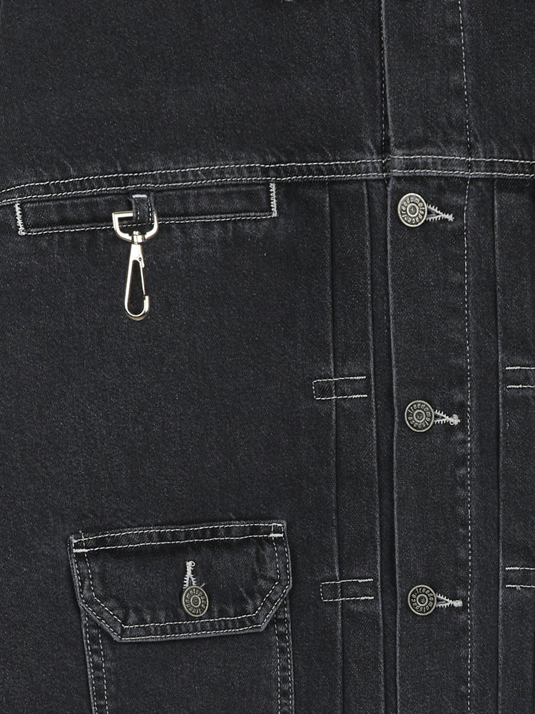 STONE WASHED DENIM JACKET BLACK