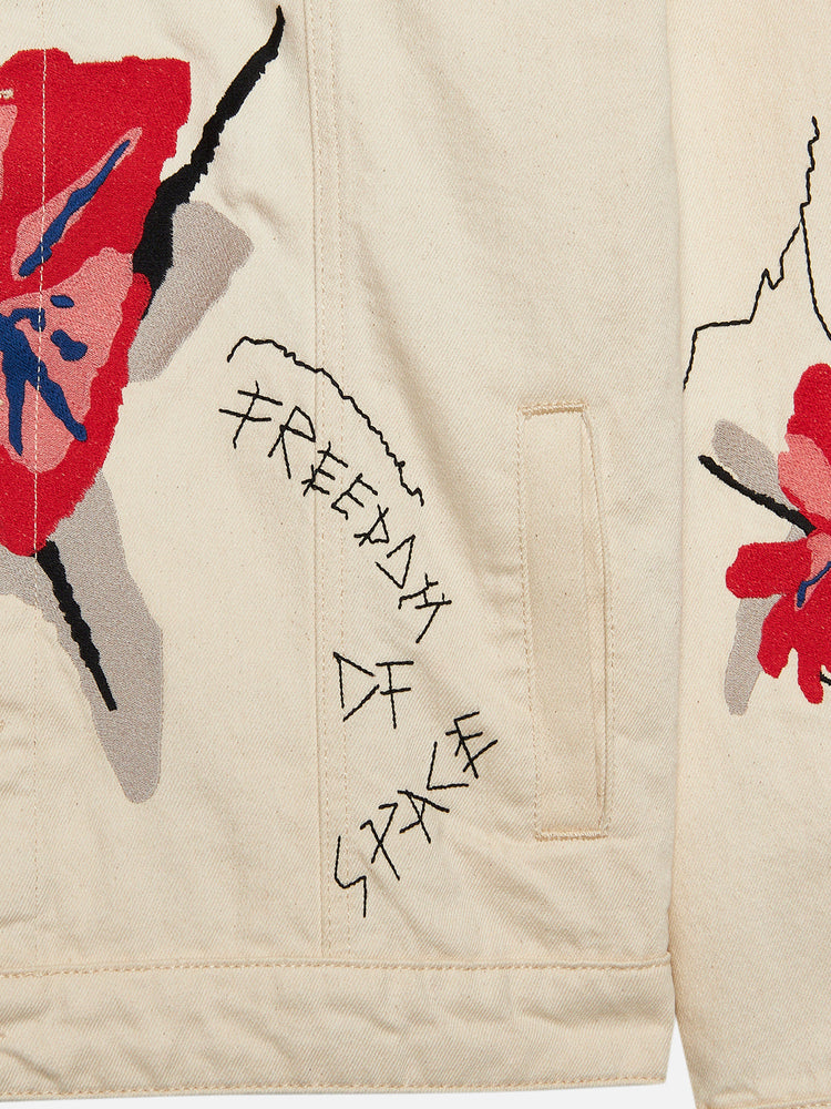 FLOWER EMBROIDERED DENIM JACKET