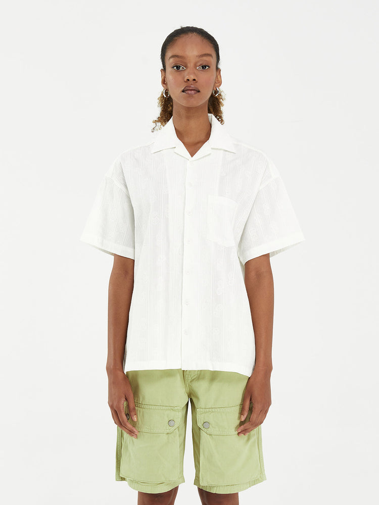 LOGO EMBROIDERED SHORT SLEEVE SHIRT WHITE