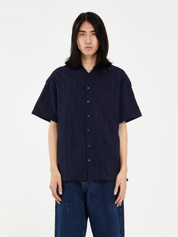 LOGO EMBROIDERED SHORT SLEEVE SHIRT NAVY
