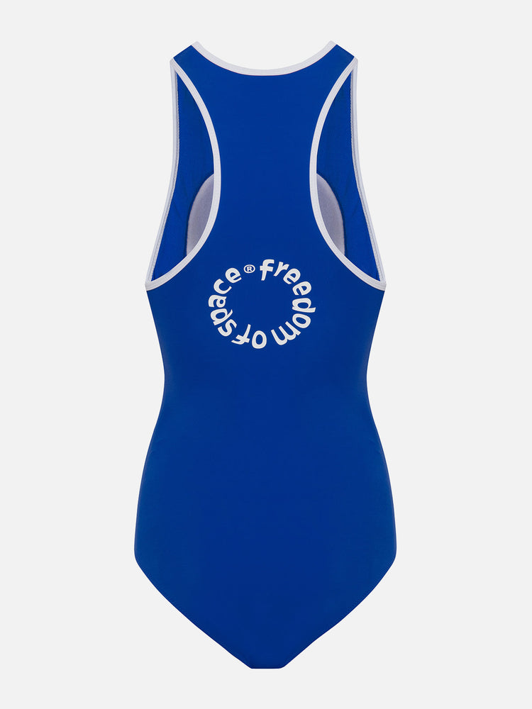 CIRCLE LOGO ZIP UP SWIMSUIT BLUE