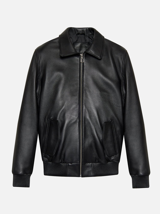 LOGO PRINTED LEATHER JACKET