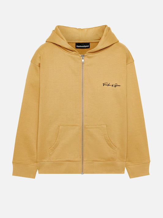 SIGNATURE FULL ZIP HOODIE BEIGE