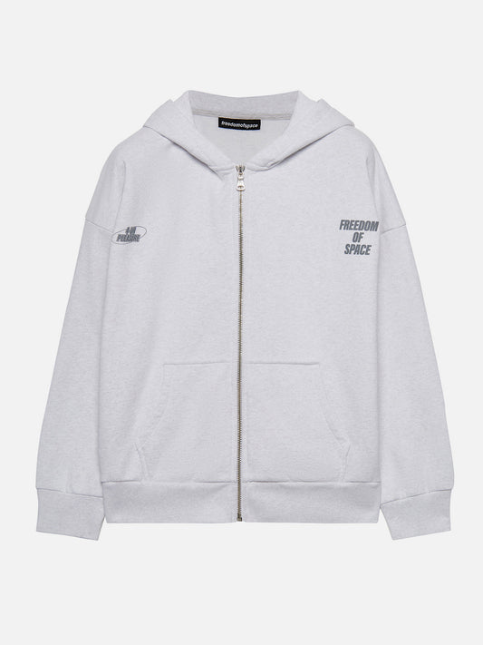 FOR YOUR PLEASURE FULL ZIP HOODIE GREY MARL