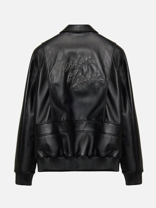 LOGO PRINTED LEATHER JACKET