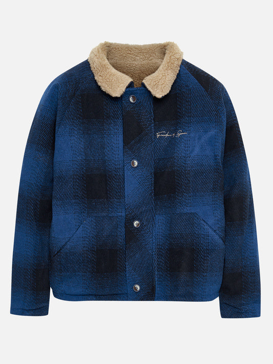 REVERSIBLE FLANNEL FLEECE JACKET NAVY