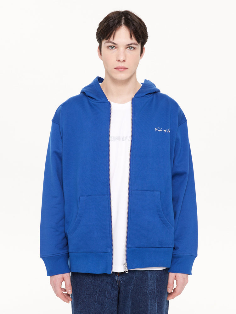 SIGNATURE FULL ZIP HOODIE BLUE