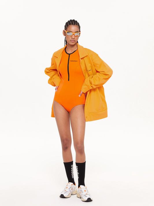 CIRCLE LOGO ZIP UP SWIMSUIT ORANGE