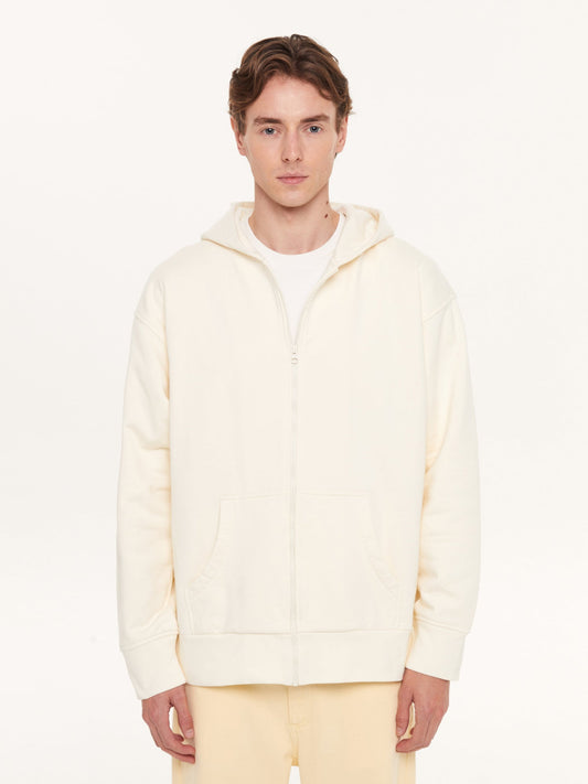 A SIMPLE FULL ZIP HOODIE OFF WHITE