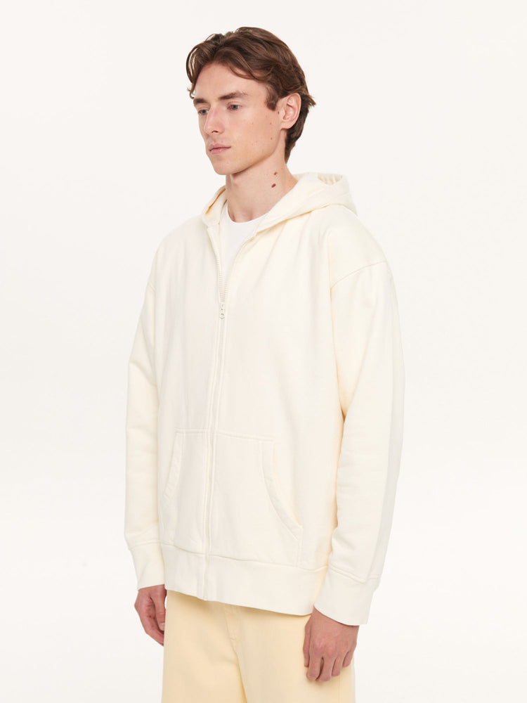 A SIMPLE FULL ZIP HOODIE OFF WHITE