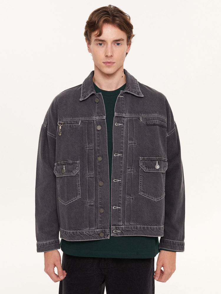 STONE WASHED DENIM JACKET BLACK