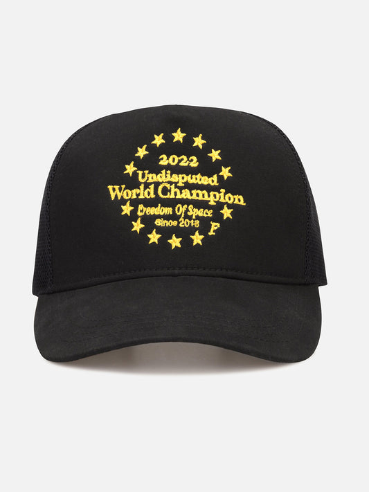 WORLD CHAMPION MESH BACK 5 PANEL CAP BLACK