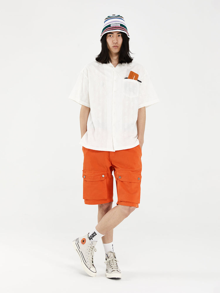 LOGO EMBROIDERED SHORT SLEEVE SHIRT WHITE