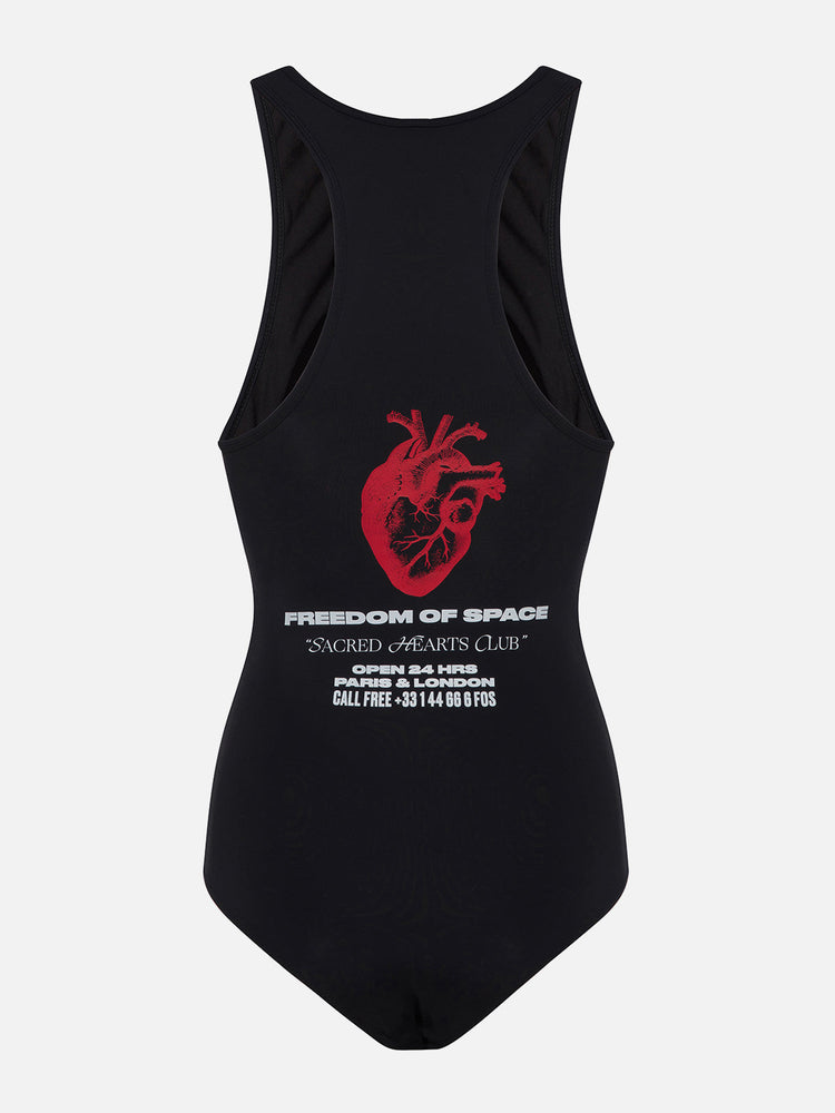 SACRED HEARTS ZIP UP SWIMSUIT