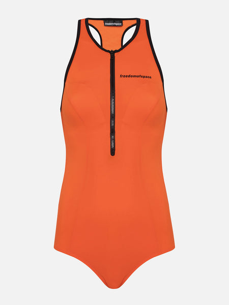 CIRCLE LOGO ZIP UP SWIMSUIT ORANGE