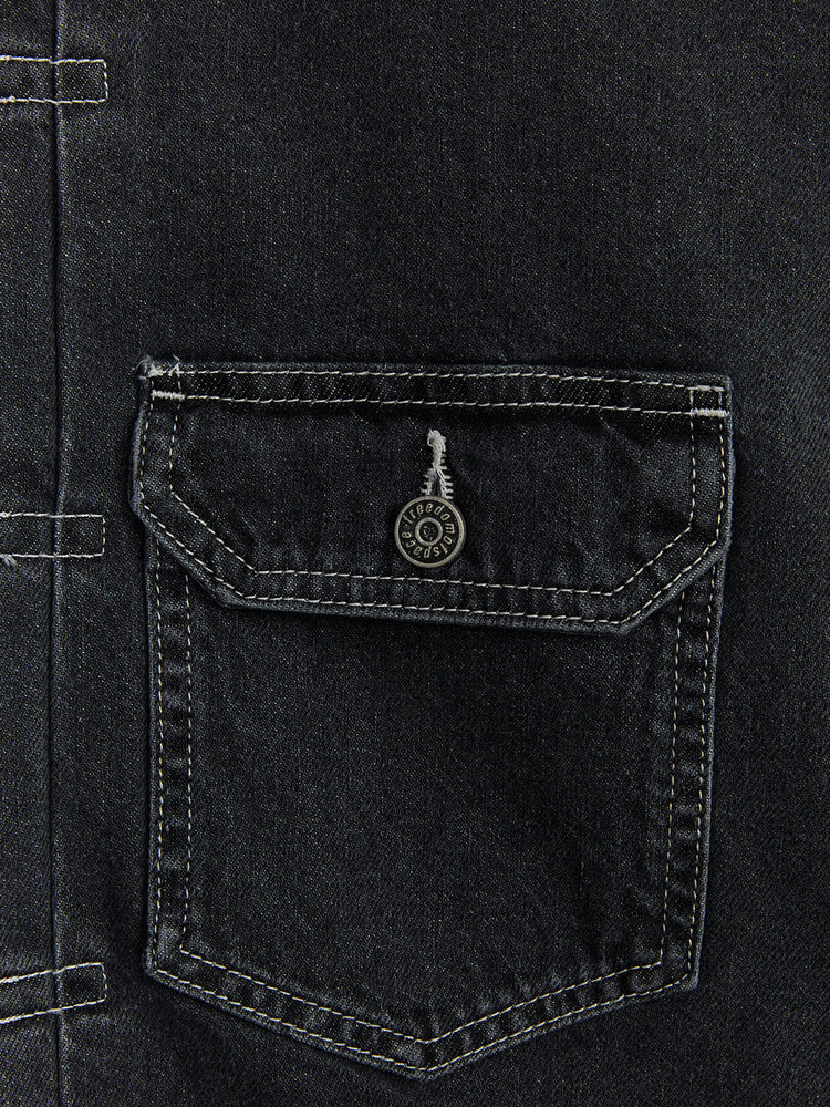 STONE WASHED DENIM JACKET BLACK